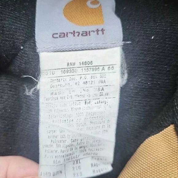 Vintage Carhartt Active Jacket Men 2XL Tan Work Hoodie Quilt Lined Duck Canvas - Picture 9 of 9